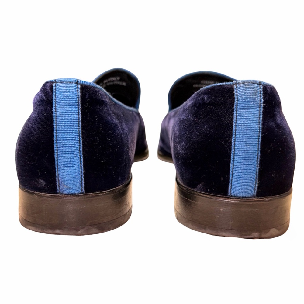 Saks Fifth Avenue Velvet Loafers Made in Italy Navy Blue Size 10M Luxury Slip-On - Picture 5 of 17